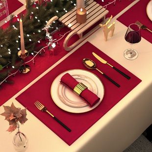 和庭高档红色口布折花餐巾布餐垫酒店餐厅包间方巾宴会垫布高级感