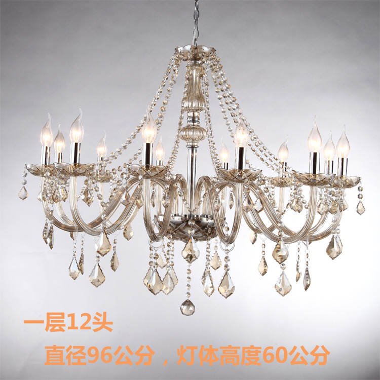 干邑色大客厅水晶吊灯卧室餐厅楼梯灯室内照明灯酒店客房灯古镇