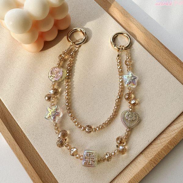 Clove 复古手机链短款双层手腕挂链香槟色串珠手机壳挂件钥匙链女,饰品/流行首饰/时尚饰品新,链条,淘宝优惠券,粉丝福利购,淘宝优惠卷