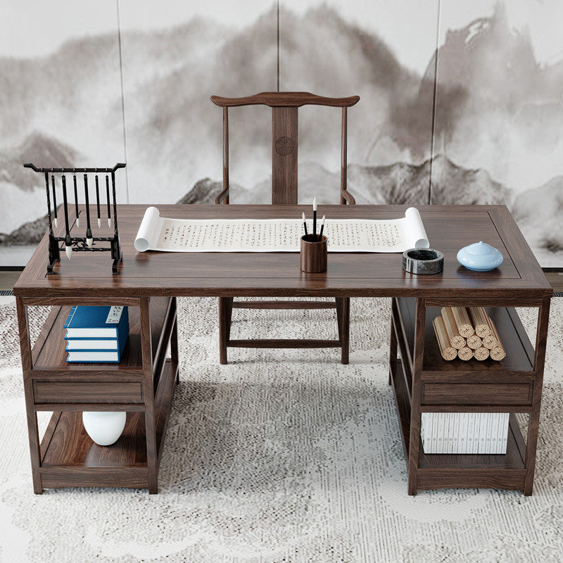 实木书桌中式书画桌画案南榆木国学桌写字台办公桌书法桌家用桌子