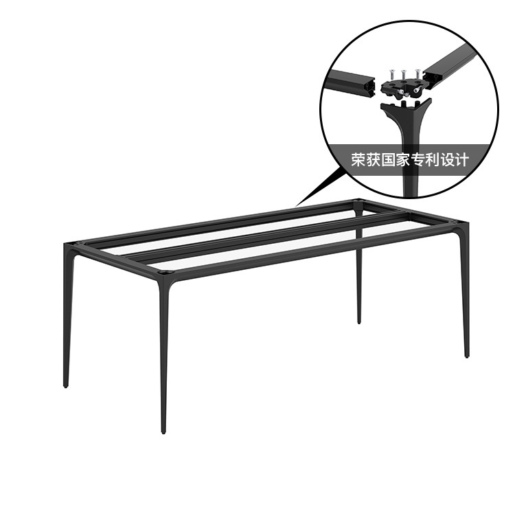 现代极简餐桌支架方形铝合金金属实心餐桌腿家用茶桌支架现货厂家