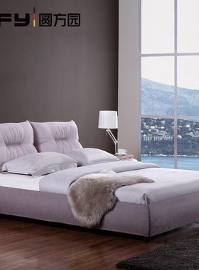 圆方园 布艺床软床1.8米双人床可拆洗现代简约时尚储物高箱床8669