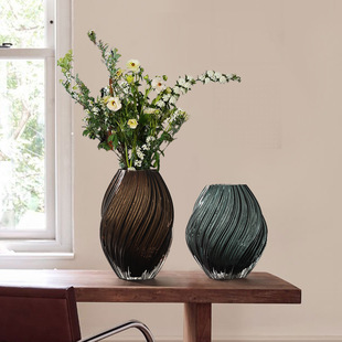 饰品花器 棕色螺旋不规则扭曲水培玻璃花瓶现代家居装 Best west