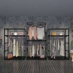 简约铁艺服装店展示架衣架现代商场置地式女装店衣帽架货架