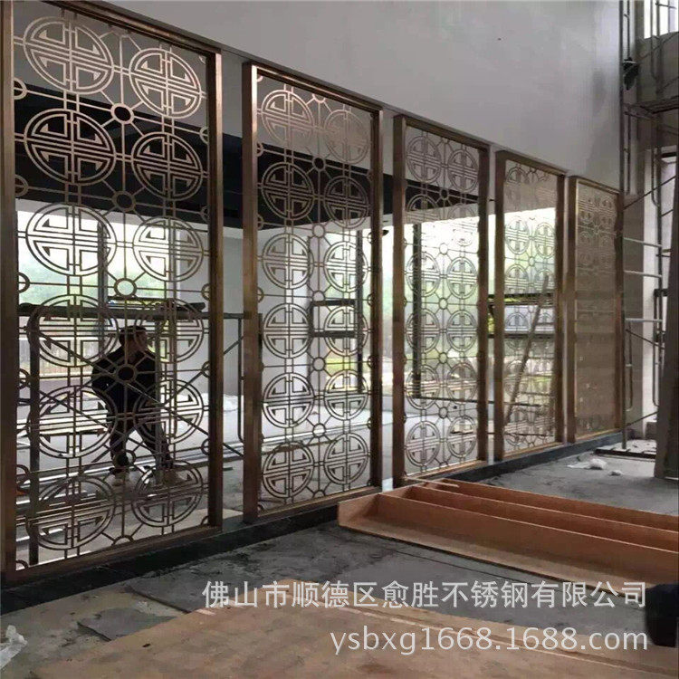 济南拉丝玫瑰金不锈钢花格酒店欧式玫瑰金花格厂家销量