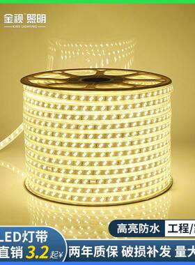 高压灯条led灯带5050RGB户外防水5730变光灯带2835三排硬带灯220V