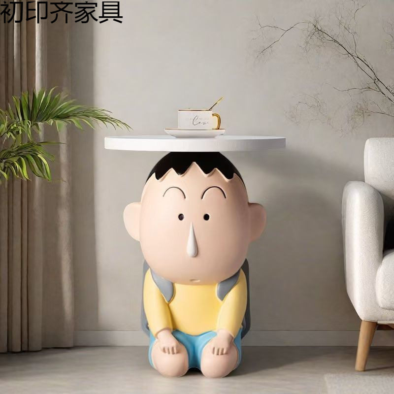 卡通客厅茶几沙发侧边几角几可移动床头柜装饰品阿呆落地边几摆件图片