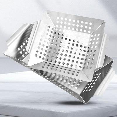 不锈钢烧烤托盘烧烤漏盘方形蔬菜篮BBQ烧烤网篮烧烤工具