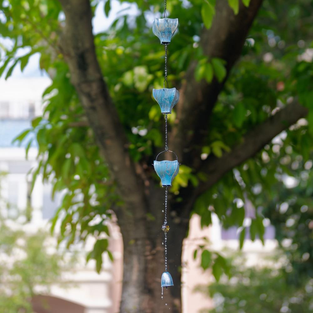 雨链天蓝色蜂鸟镂空雨链金属材质精湛镂空工艺花园屋檐挂饰