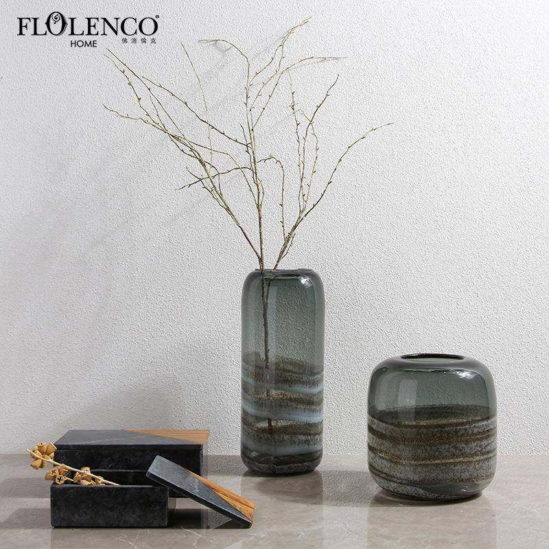 新中式创意水墨手工玻璃圆筒花瓶时尚家居样板房玄关软装饰品摆件,机械设备,其他机械设备,淘宝优惠券,粉丝福利购,淘宝优惠卷