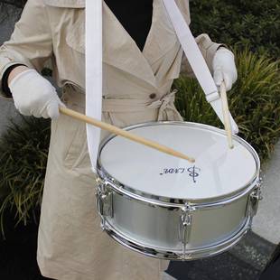 LADE14寸小军鼓银色小队鼓送背带鼓棒行进鼓学生成人少先队小军鼓