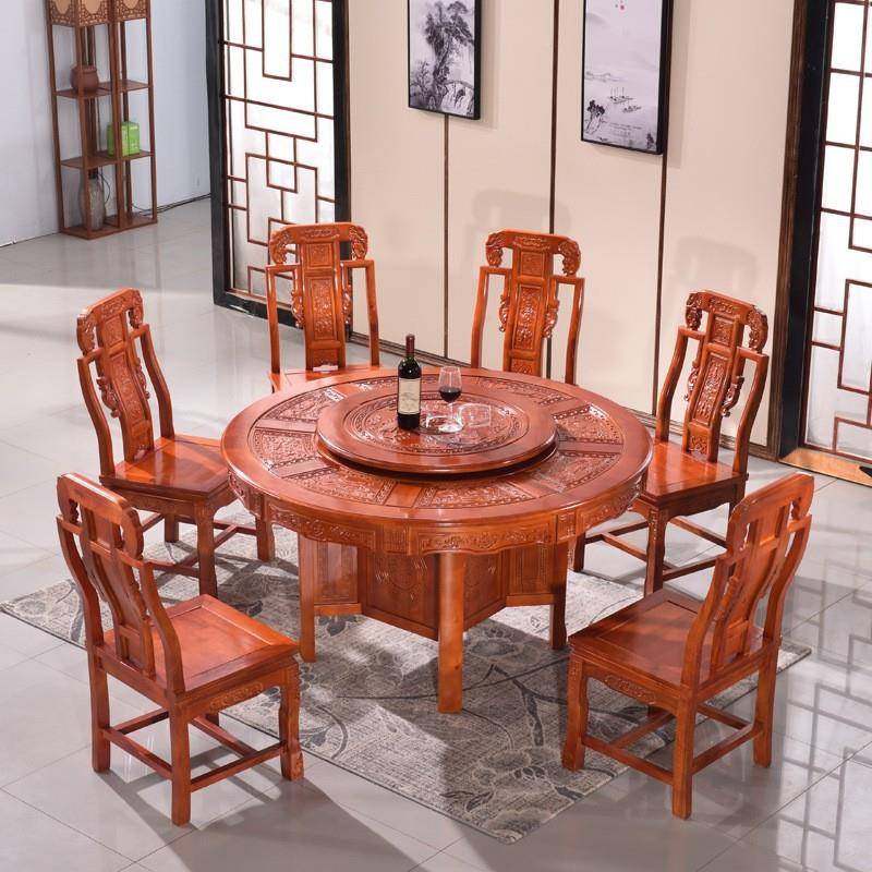 实木雕花圆桌新中式组合家用餐桌橡木现代简约圆形带转盘吃饭桌子,纺织面料/辅料/配套,纺织机械配件,淘宝优惠券,粉丝福利购,淘宝优惠卷