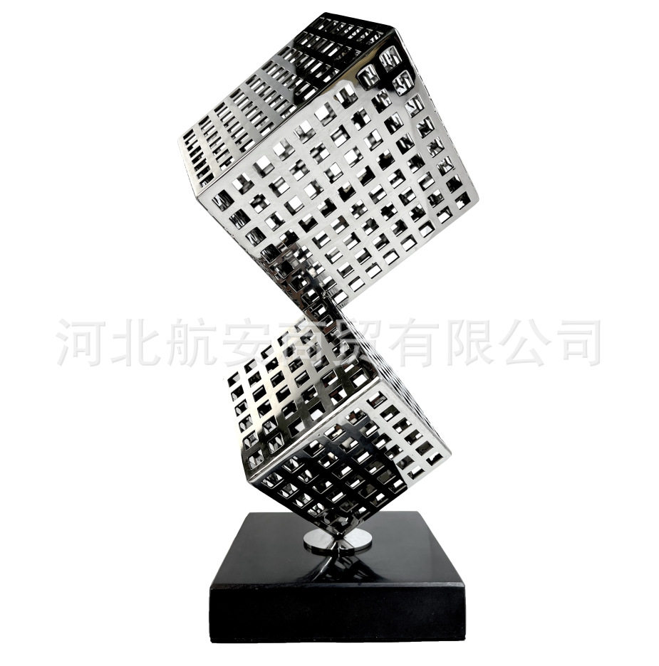 现代简约创意金属雕塑摆件样板房售楼处桌面办公室软装饰品工艺