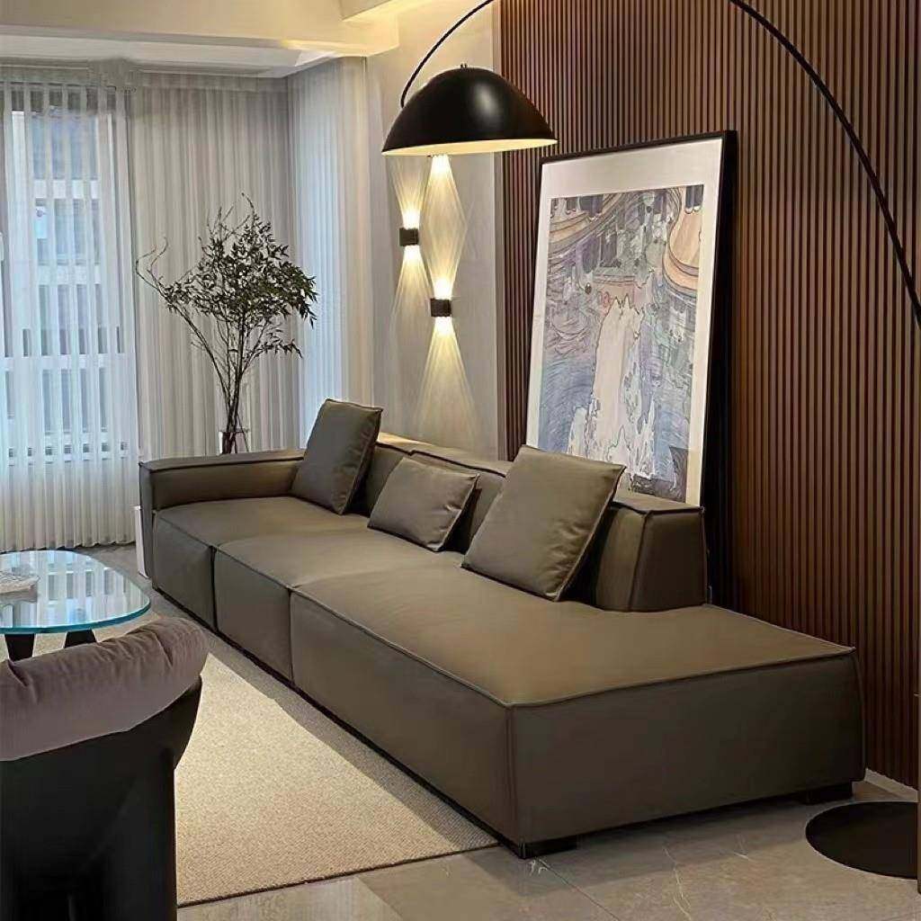 意式现代极简客厅豆腐块纳帕皮沙发北欧大户型设计师网红贵妃沙发