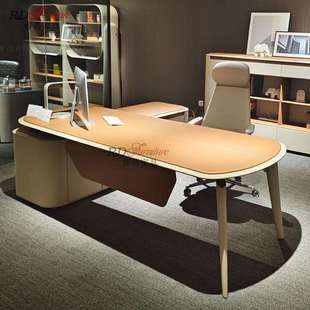 极简皮艺办公桌现代简约办公台老板桌总裁桌大班台办公家具