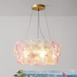 法式吊灯客厅灯主灯具奶油风水晶灯创意花瓣设计餐厅卧室轻奢吊灯