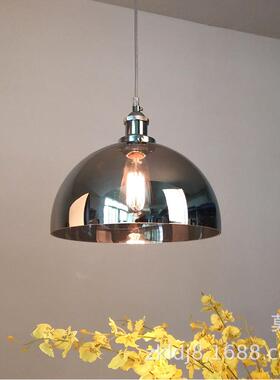 中山古镇灯饰网简约北欧美式烟灰色玻璃电灯餐厅电镀单头吊灯