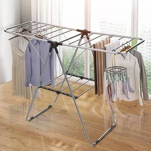 家用不锈钢翼型落地晾衣架阳台免安装多功能晒衣架折叠凉衣架