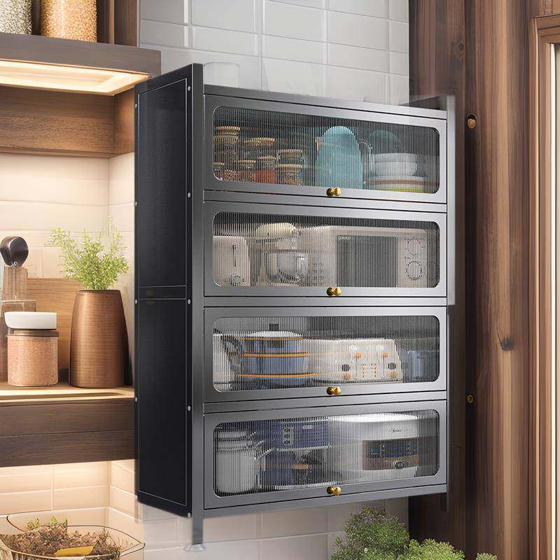 厨房置物架落地防尘多层微波炉储物柜多功能翻门置物收纳橱柜碗柜,纺织面料/辅料/配套,纺织机械配件,淘宝优惠券,粉丝福利购,淘宝优惠卷