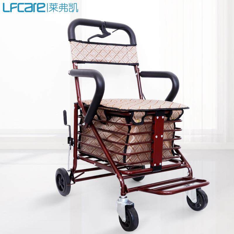 老人购物车助行器可坐带轮式助步购物车老年代步车手推买菜车