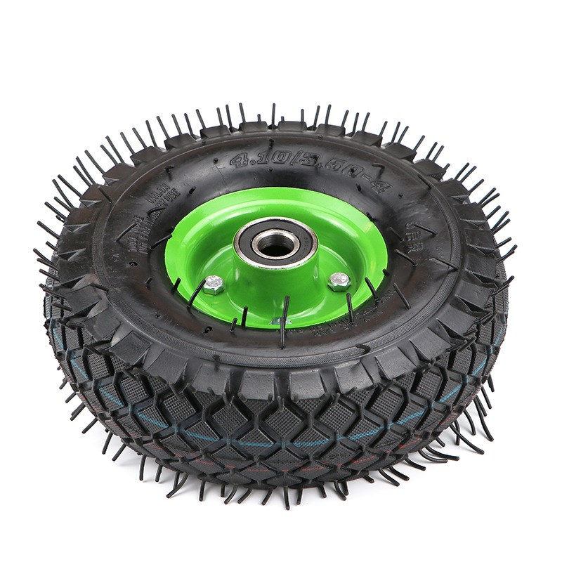 350-4充气轮子10寸脚轮轱辘轮胎手推车橡胶轮老虎车拉货车打气轮