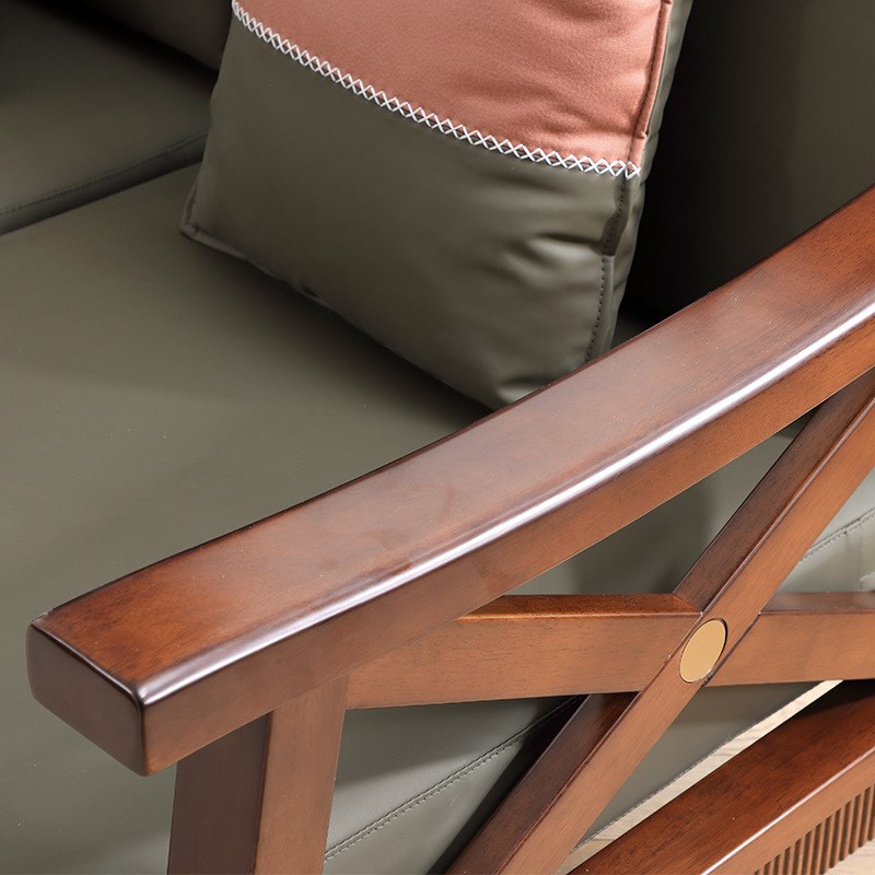 美式乡村实木沙发组合布艺客厅简约现代复古转角木沙发小户型家具