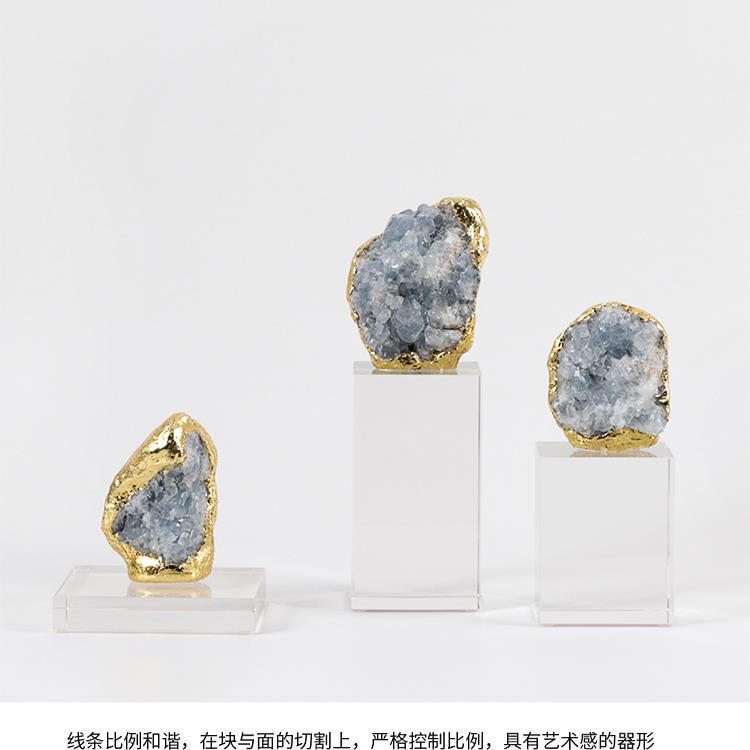 北欧奇异水晶石花摆件客厅玄关轻奢家居装饰品书房办公室创意摆设