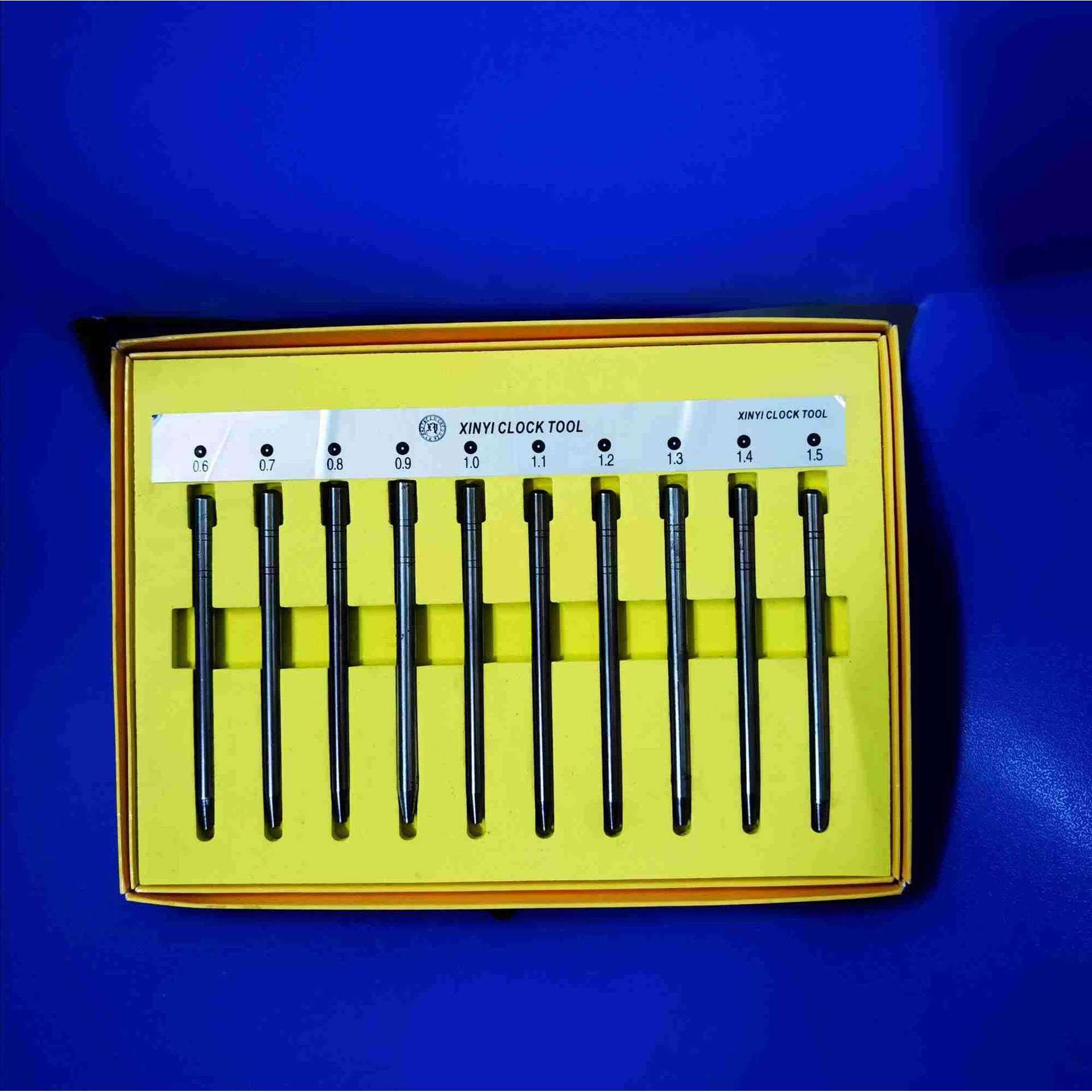 修表工具/钢压时分针冲/10只套装钢压针冲/0.6mm---1.5mm时分针冲