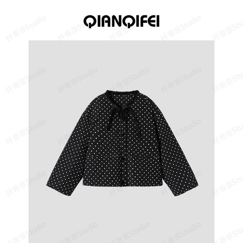 12-22H【纤奇菲】新款拼接圆领系带小碎花羽绒短外套 81042-G1107