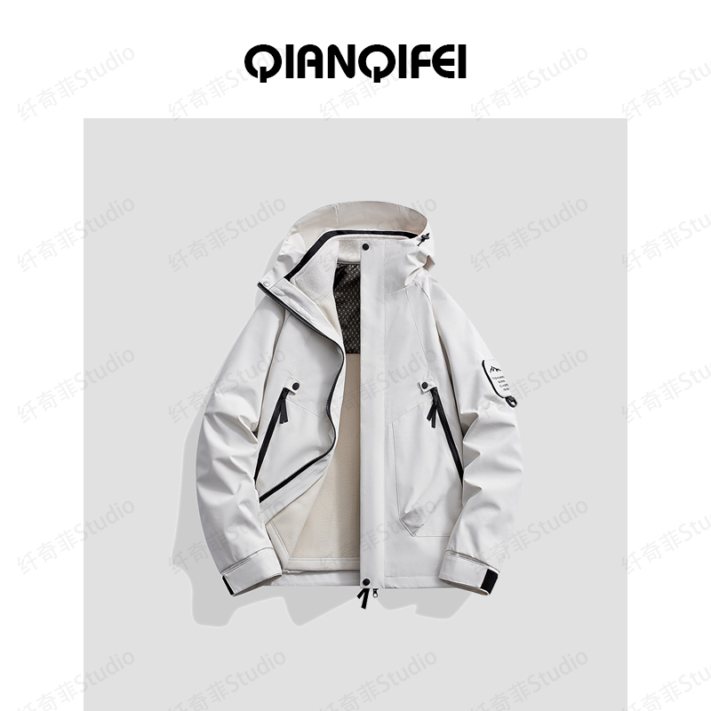 11-27H B【终结者】新款三合一冲锋衣加绒内胆连帽外套2518