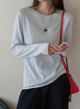 3-13H【卷边T】新款设计感后背中线宽松长袖T恤 81006-26013