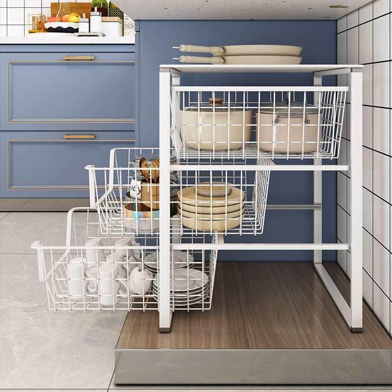 厨房双层抽拉式置物架下水槽拉篮抽屉柜橱柜内隔层筐蔬菜收纳架子,纺织面料/辅料/配套,纺织机械配件,淘宝优惠券,粉丝福利购,淘宝优惠卷