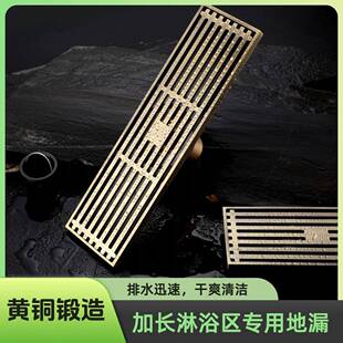 方形加长防臭地漏卫生间8*30大排量地漏盖直条防溢全铜地漏