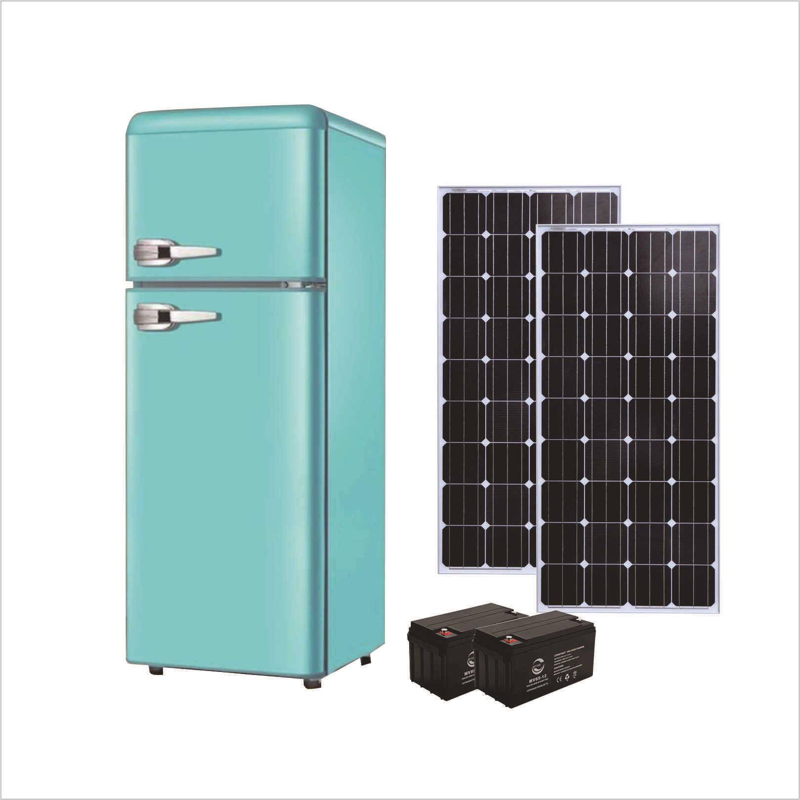 128L太阳能复古冰箱DC12V/24V直流复古冰箱房车专用复古冰箱