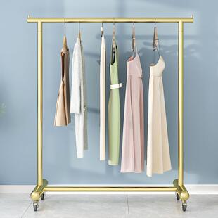 落地衣架现代卧室衣服挂衣收纳架单杠衣帽架子卖场衣服挂衣架带轮