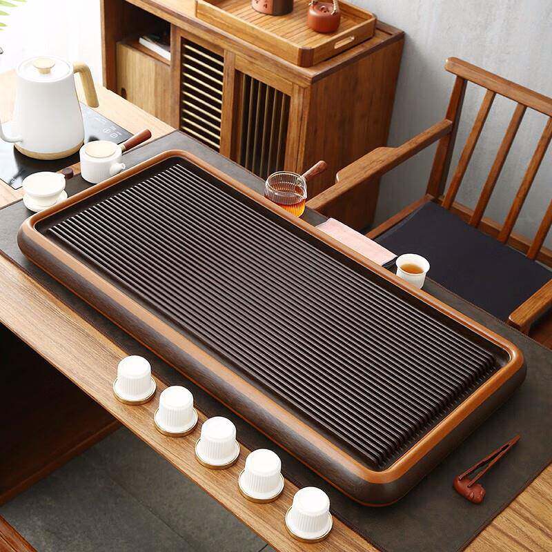 德国32支电木茶盘黑檀整块家用商用大号托盘茶托茶具套装茶盘大号