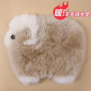 新款纯羊毛坐垫冬季办公室毛绒屁垫卡通保暖长羊毛小绵羊汽车座垫