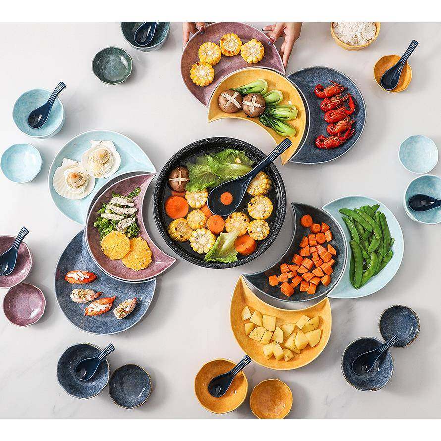 创意陶瓷餐具套装家用月亮拼盘碗碟盘组合带汤锅勺,纺织面料/辅料/配套,纺织机械配件,淘宝优惠券,粉丝福利购,淘宝优惠卷