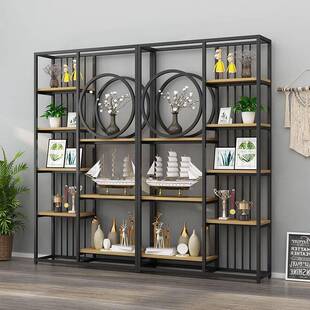 铁艺镂空隔断新款置物架玄关屏风书架办公室装饰柜落地多层展示柜