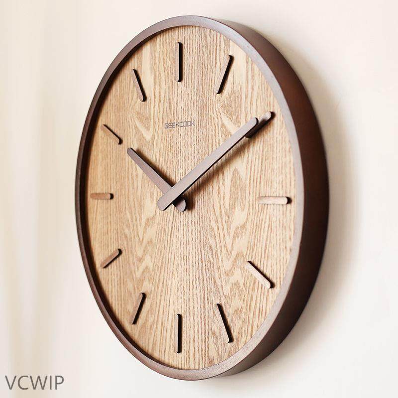 l1s日式小众艺术静音挂钟客厅卧室简约现代北欧挂表家用石英钟圆