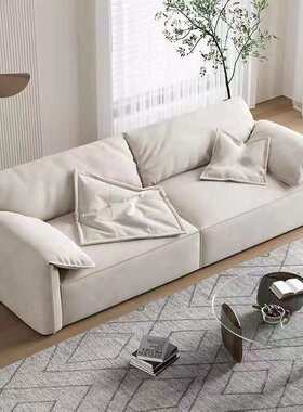 摩图凯撒轻奢简约客厅大象耳朵沙发奶油风网红小户型直排布艺沙发