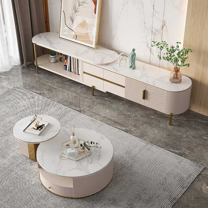 现代简约轻奢岩板茶几电视柜组合套装客厅家用小户型创意伸缩地柜,3C数码配件,USB灯,淘宝优惠券,粉丝福利购,淘宝优惠卷