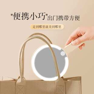 手持化妆镜子便携学生宿舍led女高颜值化妆镜带灯家用小桌面