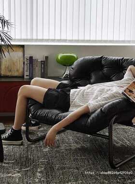 懒人沙发家用午休客厅休闲单人沙发椅卧室小户型阳台中古风格椅厂