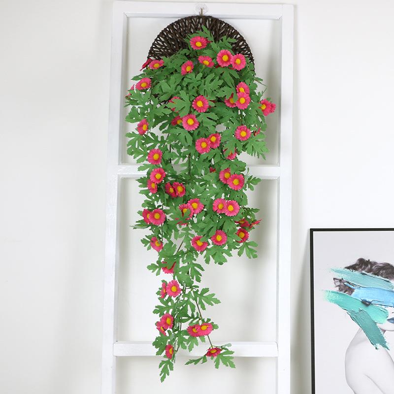 花雏菊藤蔓吊兰墙壁挂塑料假花挂件装饰室内客厅摆设墙上绢花