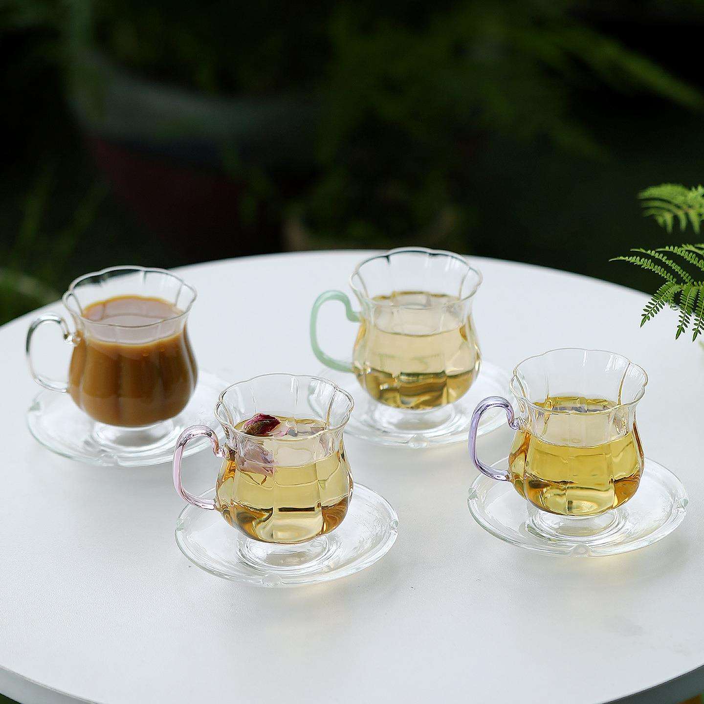 透明耐热玻璃咖啡杯带杯垫组合家用办公室个人泡茶杯办公杯马克杯