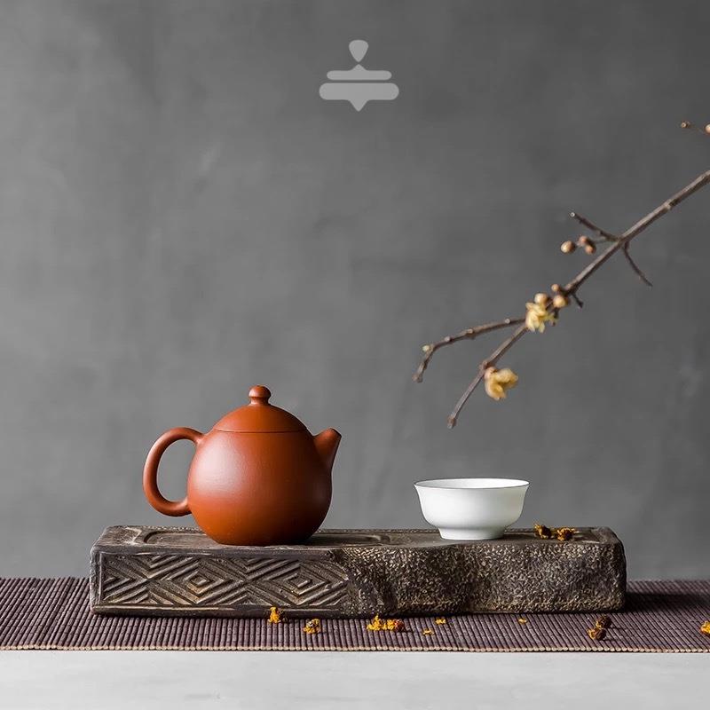 汉砖茶盘 仿古陶瓷储水式小茶台柴烧青砖壶承单人干泡盘 一题茶事