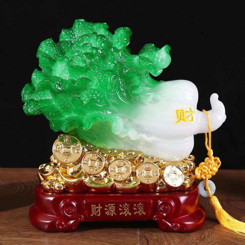 玉白菜摆件树脂仿玉财源滚滚摆件家居客厅电视柜玄关装饰品