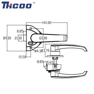 斯科房车按压拉手锁旅居车弧形按钮拉手卫生间推拉门锁A6521-1116