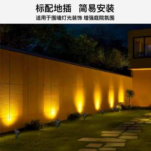 RGB太阳能地插灯投射灯彩色户外防水草坪灯圣诞灯花园庭院装饰灯